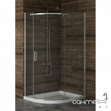 Душевая кабина полукруглая асимметричная New Trendy New Komfort 100x80 K-0439 прозрачное стекло
