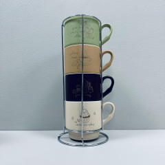 Набор чашек на подставке Limited Edititon Morning Coffee B248-E0963 4 шт 340 мл Львов