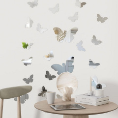 Дзеркальний декор акриловий самоклеючий Sticker Wall Метелики 25 шт Сріблястий (SW-00002521) Южноукраїнськ