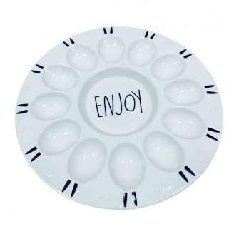 Блюдо керамическое для яиц Stenson MC5086 Enjoy 26 см