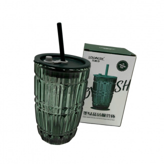 Стакан с крышкой LOVWISH MLJZ/L 8551 Линии 400 мл Темно-зеленый