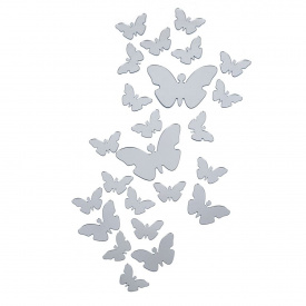 Дзеркальний декор акриловий самоклеючий Sticker Wall Метелики 25 шт Сріблястий (SW-00002521)