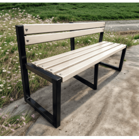 Лавка садова Tobi Sho Лофт Бенч зі спинкою без підлокітників 3 м колір Слонова кістка