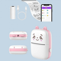 Мини принтер для печати фото с телефона Cat Ears 8499 White/Pink Запорожье