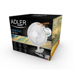 Настільний вентилятор Adler AD 7317 з прищіпкою Білий Балаклія