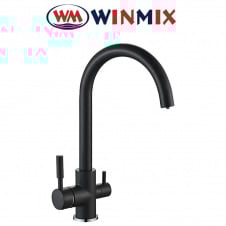 Смеситель для кухни Ухо Winmix Premium Mafin Black (Chr-021) с дополнительным краном под осмос