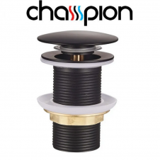 Донный клапан для умывальника с переливом Champion POP-UP-02 Black 1 1/4" (кнопка) Черный