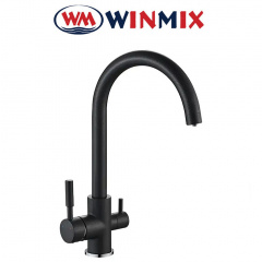 Смеситель для кухни Ухо Winmix Premium Mafin Black (Chr-021) с дополнительным краном под осмос Переяслав-Хмельницький