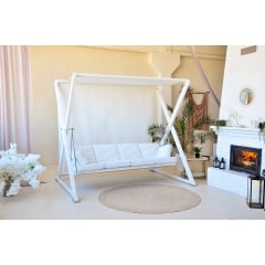 Садова гойдалка Білий лотос 4-місне сидіння тканини-тедді Токмак