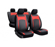 Авточехлы из эко кожи Fiat 125p 1967-1991 POK-TER Design Leather с красной вставкой
