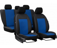 Авточехлы из эко кожи FORD Focus 2011-2018 POK-TER Road с синей вставкой