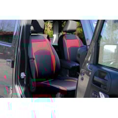 Авточехлы из эко кожи для Nissan Sentra (2000-2006) Pok-ter Desing Leather с красной вставкой Хмільник