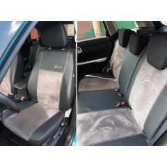 Авточехлы на сиденье POK-TER Exclusive GEELY Emgrand EC7-RV 2009-2016 (2002-2011) с серой вставкой экокожа Курень