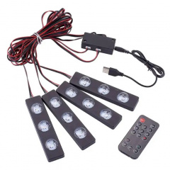 Светодиодная подсветка салона автомобиля RIAS NJ-00126 LED RGB 4 панели Black Лубны