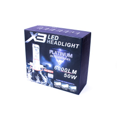 Комплект LED ламп AllLight X3 H7 50W 6000K 6000lm с радиатором и светофильтрами (3000K/8000K) Хмельницький