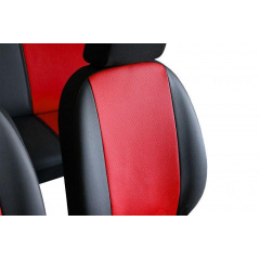 Авточехлы из эко кожи Honda City (2008-2012) POK-TER PERLINE с красной вставкой Королёво