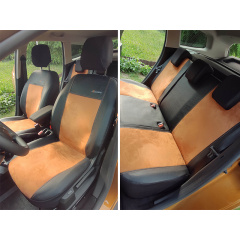 Авточехлы Ford Fusion 2005-2012 POK-TER Exclusive екокожа с коричневой вставкой алькантары Орехов