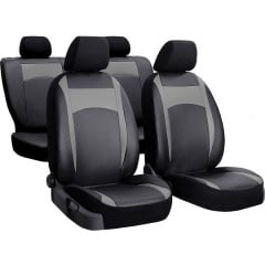 Авточехлы из эко кожи FORD Focus 2005-2011 POK-TER Design Leather с серой вставкой Ромны