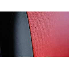 Авточехлы из эко кожи PEUGEOT Partner 2001-2010 mk I MPV POK-TER PERLINE с красной вставкой Городок