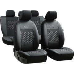 Авточехлы для Renault Laguna 1994-2001 POK-TER экокожа с тканью черного цвета Хуст