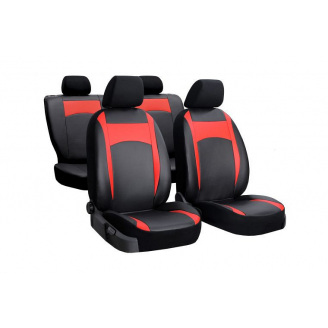 Авточехлы из эко кожи Fiat 125p 1967-1991 POK-TER Design Leather с красной вставкой