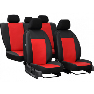 Авточехлы из эко кожи BMW 3-seria 1999-2005 E46 POK-TER Road с красной вставкой