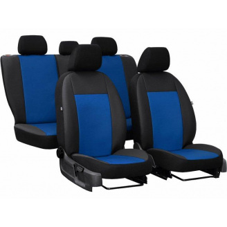 Авточехлы из эко кожи FORD Focus 2011-2018 POK-TER Road с синей вставкой
