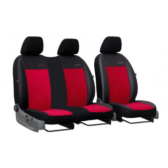 Авточехлы для OPEL VIVARO 2001-2014 эко кожа с алькантарой POK-TER Exclusive 1+2 красный