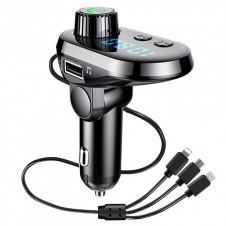 Автомобильный FM трансмиттер No Brand модулятор Q15 Bluetooth MP3 с LCD экраном и зарядным кабелем 3в1 Original GSO 510-044