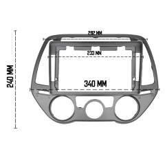 Переходная рамка Lesko 9" Hyundai i20 2012-2014 Серый (9942-41997) Кам'янське