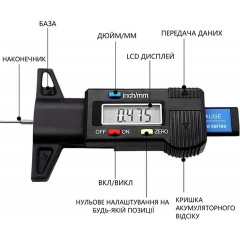 Измеритель глубины протектора шин цифровой с LED-дисплеем Fer черный (УК050784) Жмеринка