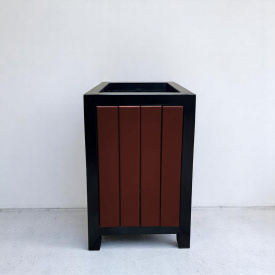 Урна уличная Tobi sho Лофт металлическая с деревом 600×360×360 мм Каштан