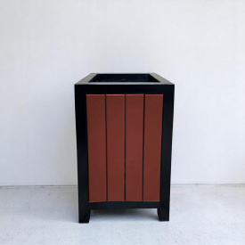 Урна уличная Tobi sho Лофт металлическая с деревом 600×360×360 мм Макасар