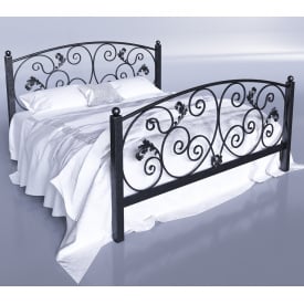 Двоспальне ліжко Магнолія Tenero металеве з узголів'ям і зношеним прикрашеними ажурними візерунками 160х200