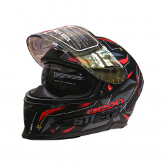Мотошлем интеграл Beon ХL Tech Matt Black-Red (298716) Ровно
