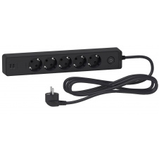 Удлинитель Schneider Electric ST945U3B на 5 гнезд и 2хUSB (3м) черный