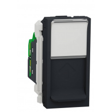 Одинарная компьютерная розетка Schneider Electric NU341054 RJ45 cat.5e UTP с полем для надписи 1М (антрацит)