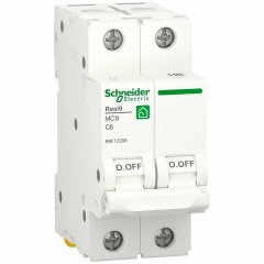 Автоматический выключатель Schneider Electric RESI9 6кА 2P 6A C (R9F12206) Чернігів