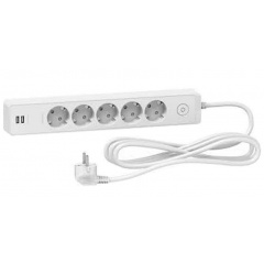 Удлинитель Schneider Electric ST945U3W на 5 гнезд и 2хUSB (3м) белый Чернівці