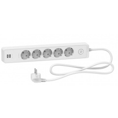 Удлинитель Schneider Electric ST945U1W на 5 гнезд и 2хUSB (1,5м) белый Луцьк