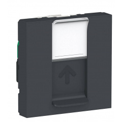 Одинарная компьютерная розетка Schneider Electric NU341154 RJ45 cat.5e UTP с полем для надписи 2М (антрацит) Харків