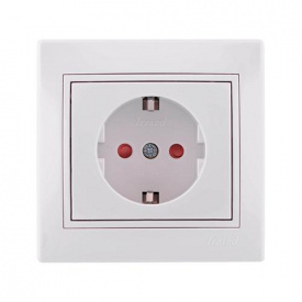 Розетка Lezard Mira с заземлением и шторкой Белая (701-0202-124B)