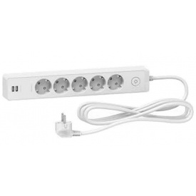Удлинитель Schneider Electric ST945U3W на 5 гнезд и 2хUSB (3м) белый