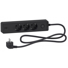 Удлинитель Schneider Electric ST943U3B на 3 места и 2хUSB (3м) черный
