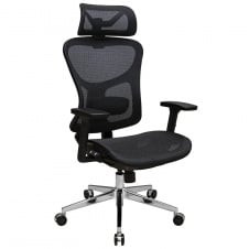 Офісне крісло Ергостар Richman Чорне з регульованими поперековою підтримкою підголівником підлокітниками