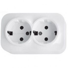 Розетка двойная с заземлением Horoz Electric EVA белая (112-004-0002-010)