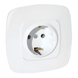 Розетка одинарная с заземлением белая Horoz Electric ELA (112-007-0006-010)