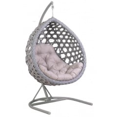 Крісло-гойдалка Генрі Pradex плетений кокон сірий підвісний на металевій стійці Королево