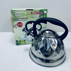 Чайник из нержавеющей стали A-Plus 1368 со свистком 3 л Стальной (23579) Тернополь