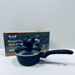 Ковш алюминиевый с антипригарным покрытием Krauff Smart Fry 25-45-158 со стеклянной крышкой 17 см 1000 мл Черный (23531) Виноградов